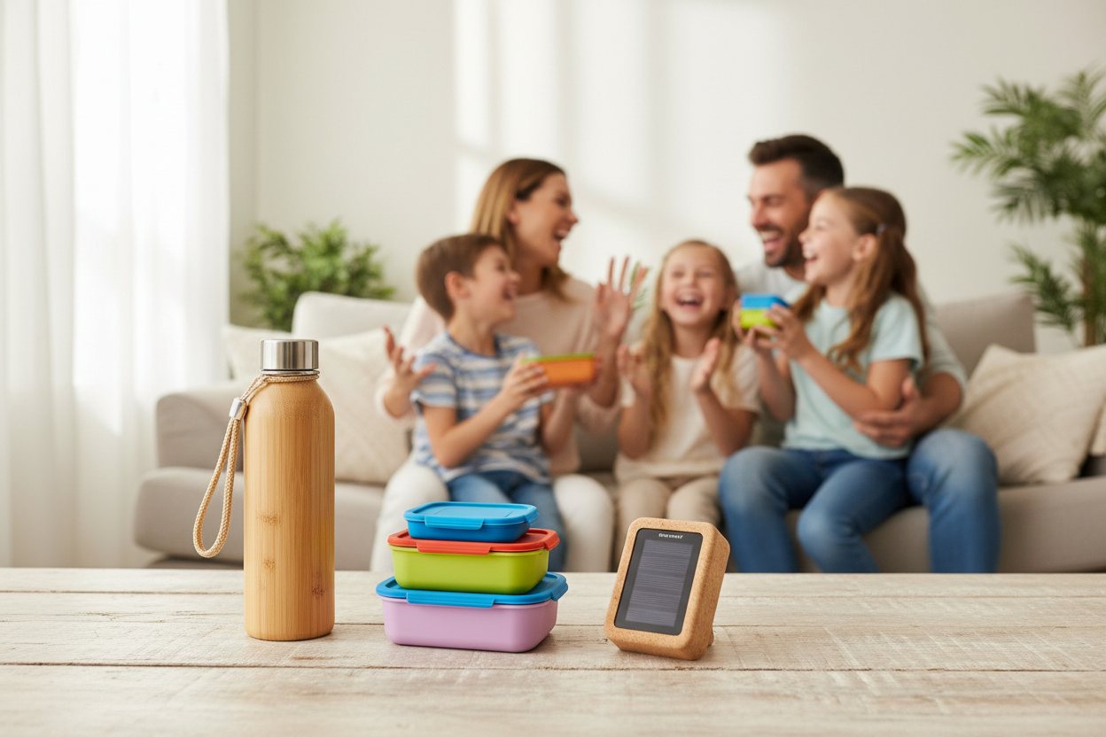 family in the back  showing some new product